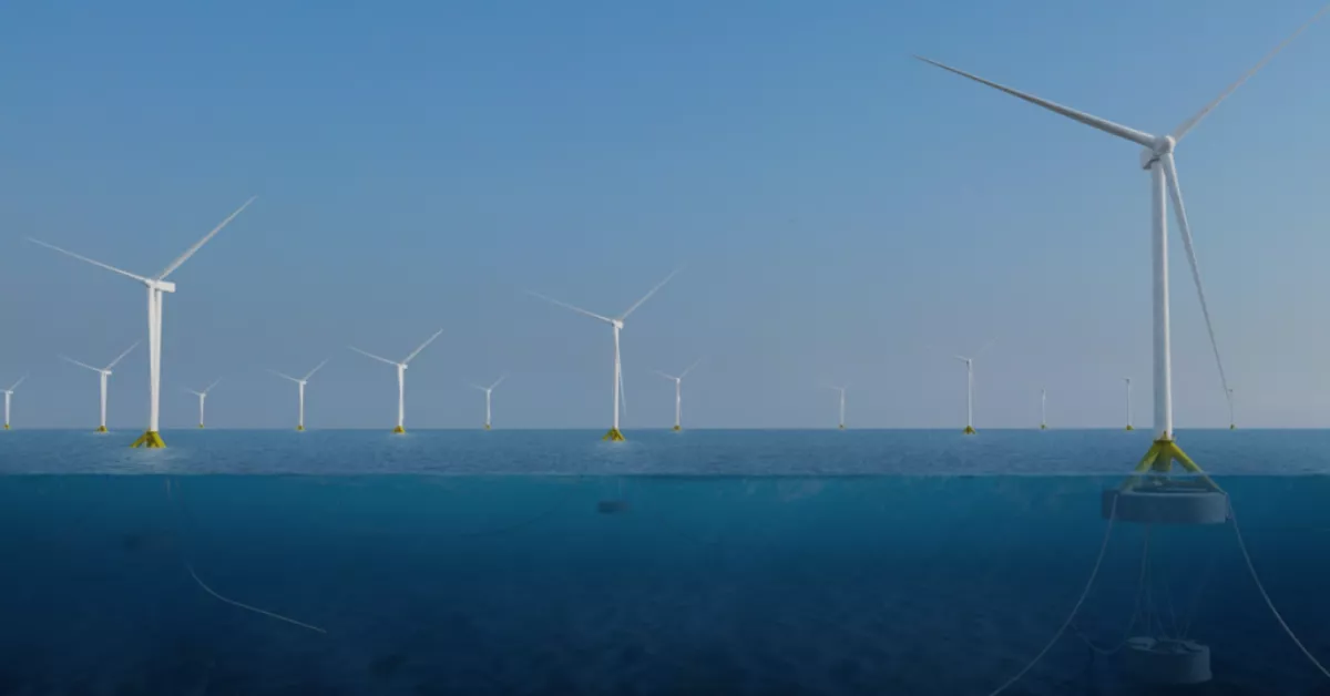 Ilustración de los aerogeneradores flotantes con ancla del proyecto WHEEL de Esteyco./ ESTEYCO