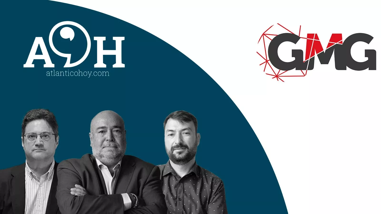 GMG se convierte en el accionista mayoritario de ‘Atlántico Hoy’. En la imagen, Corviniano Clavijo (i), Xavier Salvador (c), editor de Atlántico Hoy, y Martín Alonso (d), director del medio digital