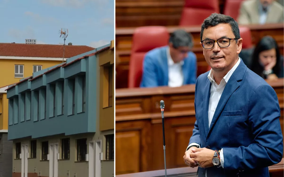 Blindar la vivienda pública: la 'nueva' medida de Sánchez que Canarias ya aplicó en febrero. En la imagen, viviendas protegidas y Pablo Rodríguez, consejero de Obras Públicas y Vivienda del Gobierno de Canarias. / AH 