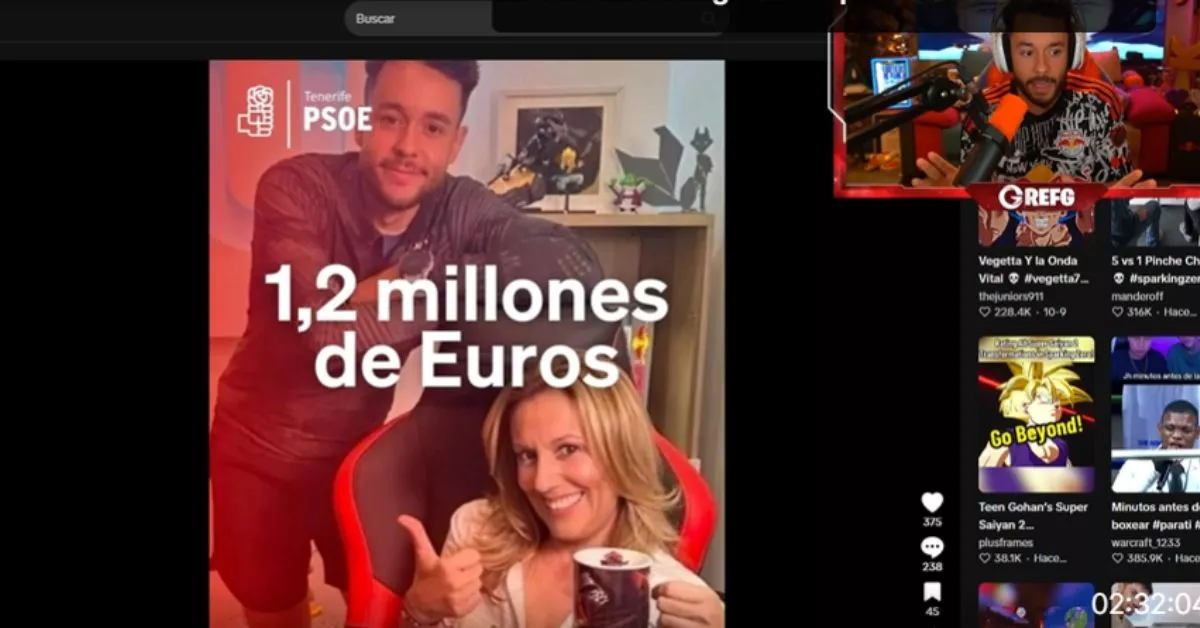 TheGrefg en su durecto de Twitch contra el PSOE Tenerife / @THEGREFG