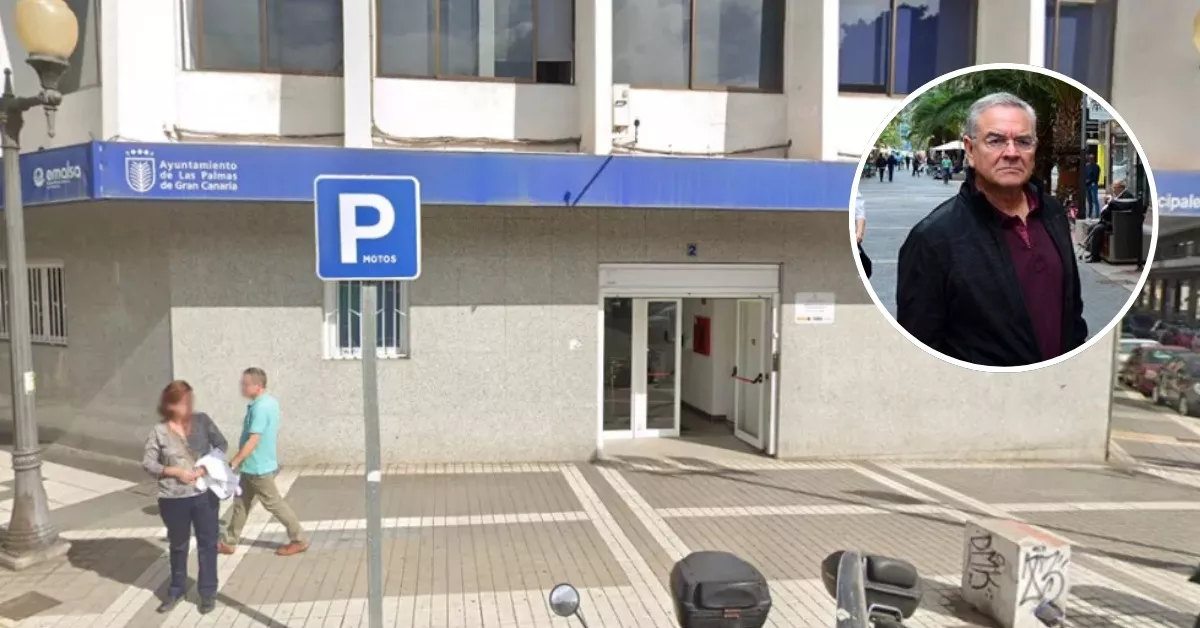 Montaje de la sede de Geursa con una imagen de José Manuel Setién, exjefe de Urbanismo y principal investigado del 'caso Valka'. / AH