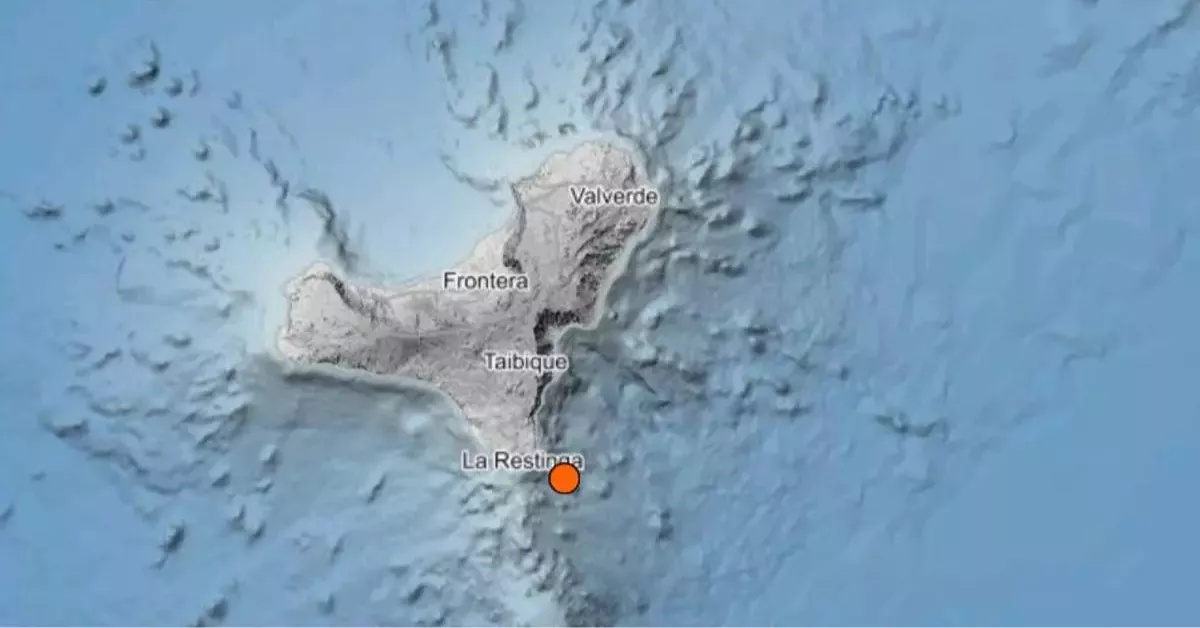Imagen del punto en el que se detectó el seísmo en El Hierro / IGN