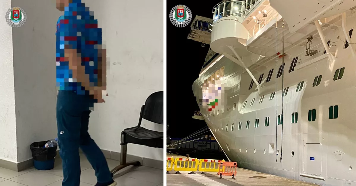 Imagen del detenido y del crucero en el que viajaba / MONTAJE AH