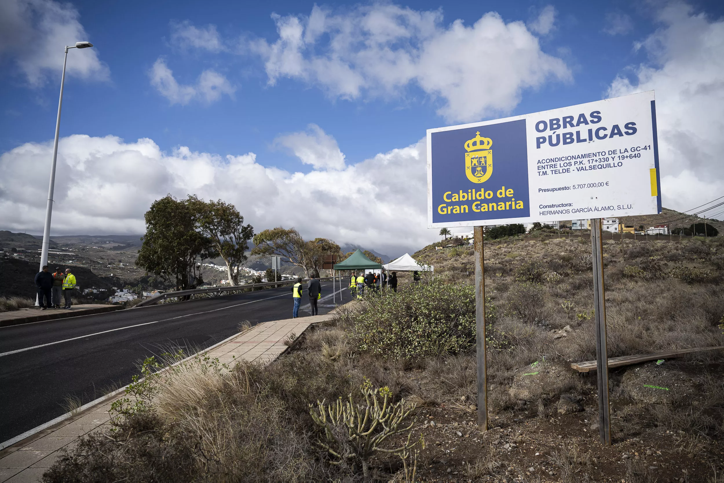 Tramo de la carretera GC-41 entre Telde y Valsequillo que anuncia las obras. / DAVID DELFOUR-CABILDO DE GRAN CANARIA