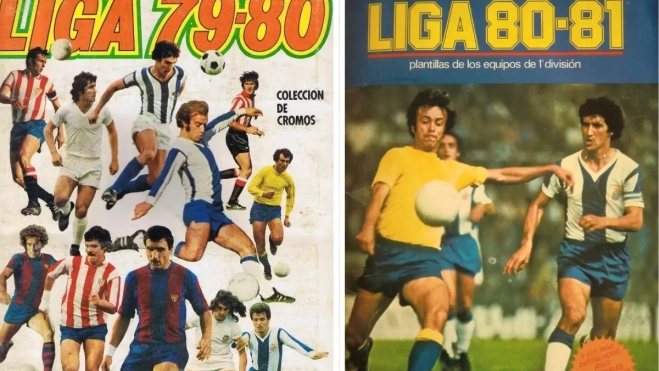 Portadas de los dos primeros álbumes de Panini de la Liga Española. En ambos hay representación de la UD Las Palmas: Morete (79-80) y Estévez (80-81). / AH Portadas de los dos primeros álbumes de Panini de la Liga Española. En ambos hay representación de la UD Las Palmas: Morete (79-80) y Estévez (80-81). / AH