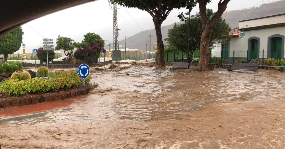 Inundación durante una tormenta en La Aldea de San Nicolás / AH