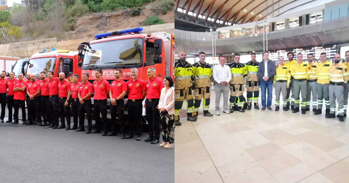 Bomberos de Las Palmas y de Tenerife, así como el dispositivo Brifor. / AH