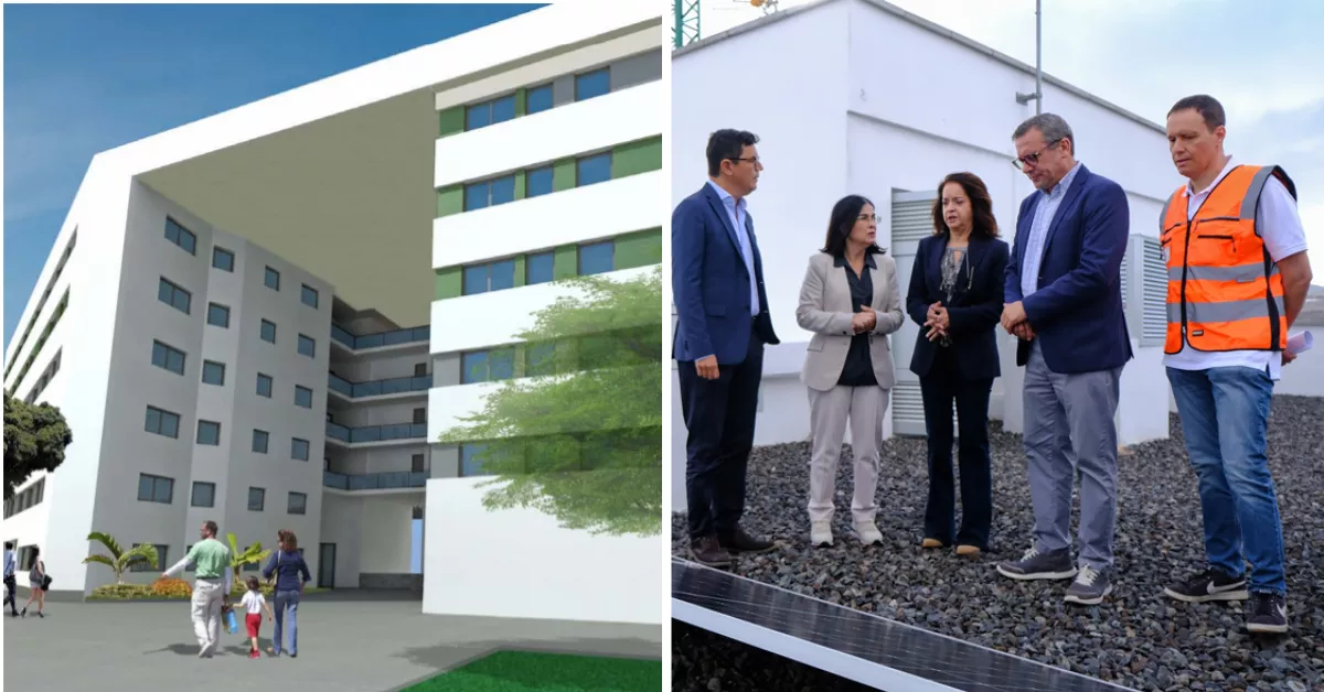 A la izquierda, boceto de las viviendas en Las Rehoyas; a la derecha, presentación de las viviendas en Tamaraceite / MONTAJE AH