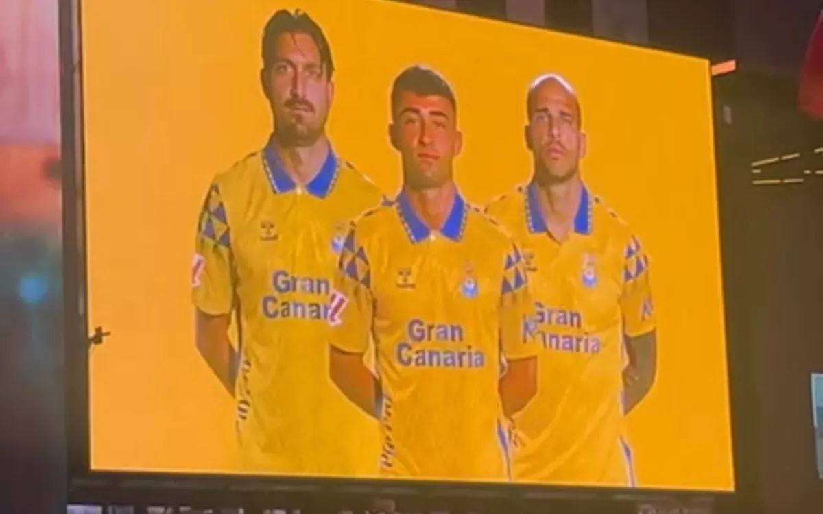 La UD Las Palmas se exhibe en Nueva York. En la imagen, detalle del vídeo que se proyectó en Times Square. / AH