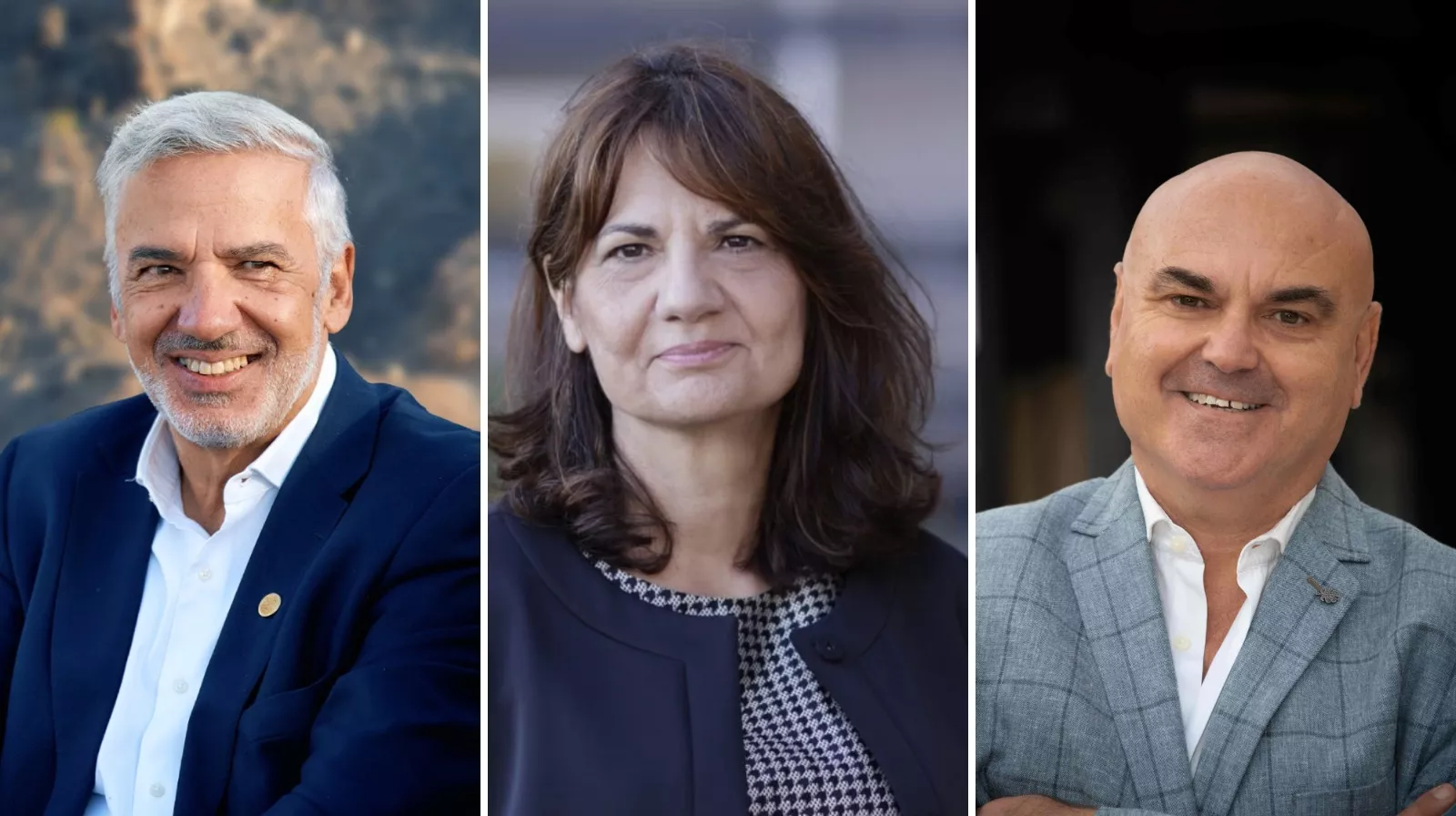 Los candidatos Lluís Serra, María del Mar Tavío y Gregorio Cara./