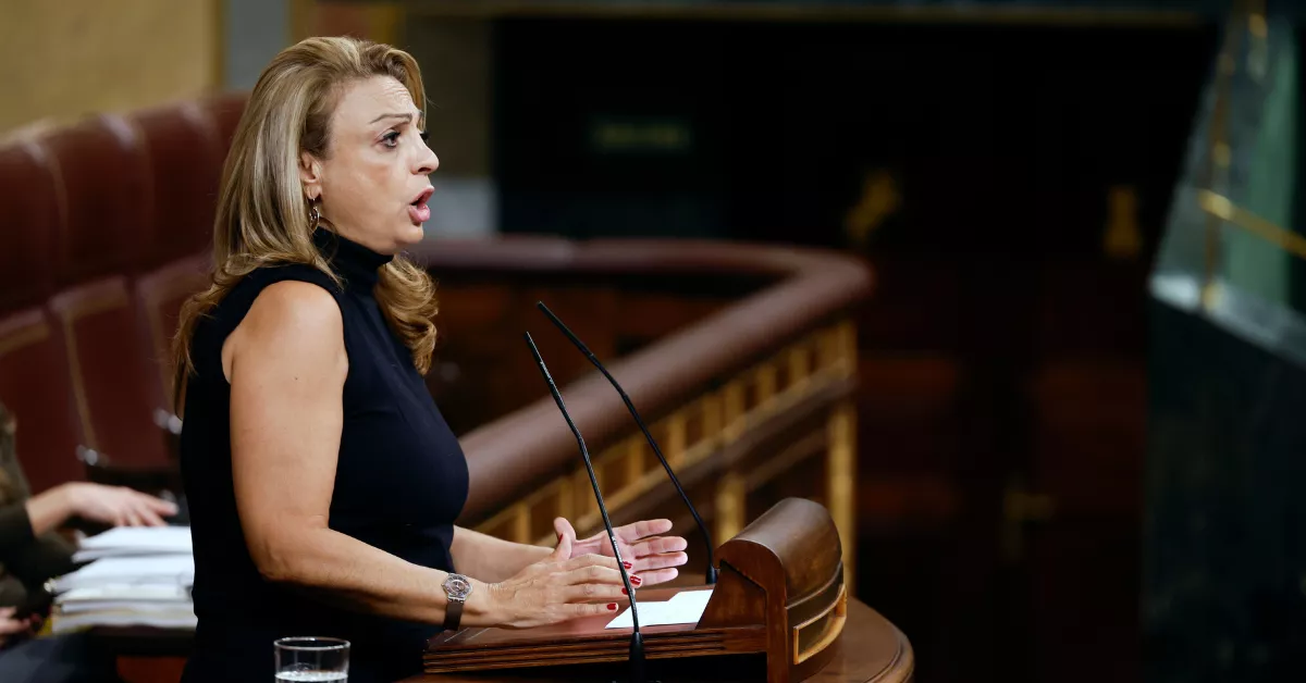 La diputada de Coalición Canaria Cristina Valido interviene en el pleno del Congreso. / EFE-JAVIER LIZÓN