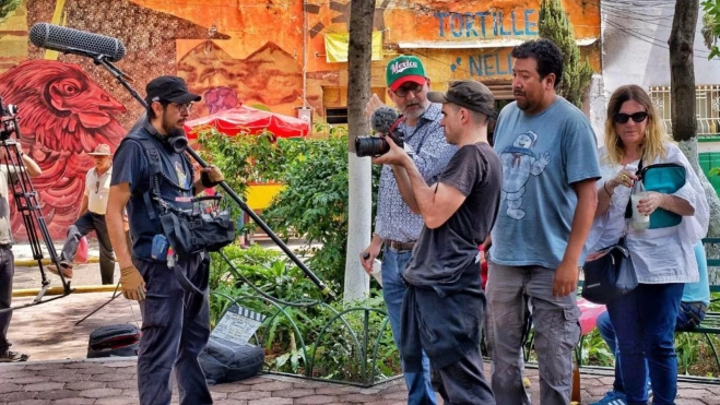 Momento del rodaje de 'Benito Pérez Buñuel'. / AH
