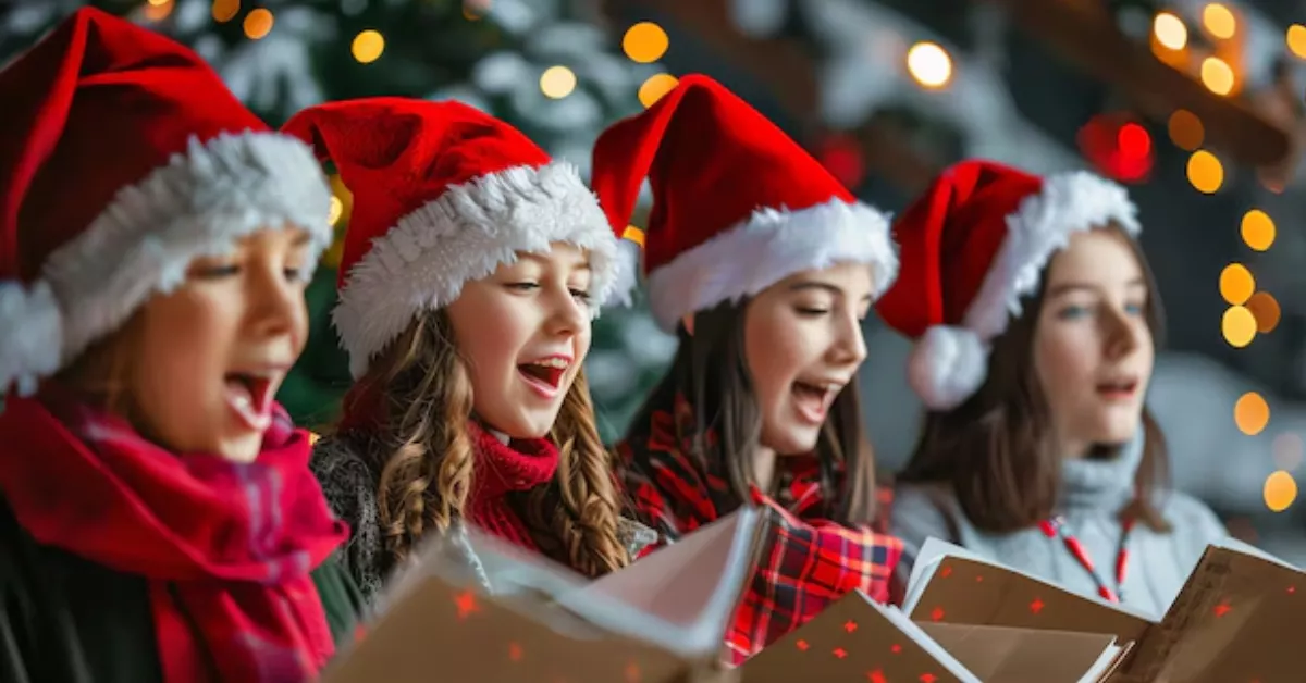 Imagen de tres personas cantando un villancico de Navidad / FREEPIK