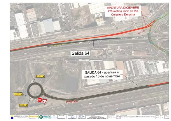 Ramal de salida desde la rotonda de Las Chafiras hacia la autopista TF-1./ CEDIDA