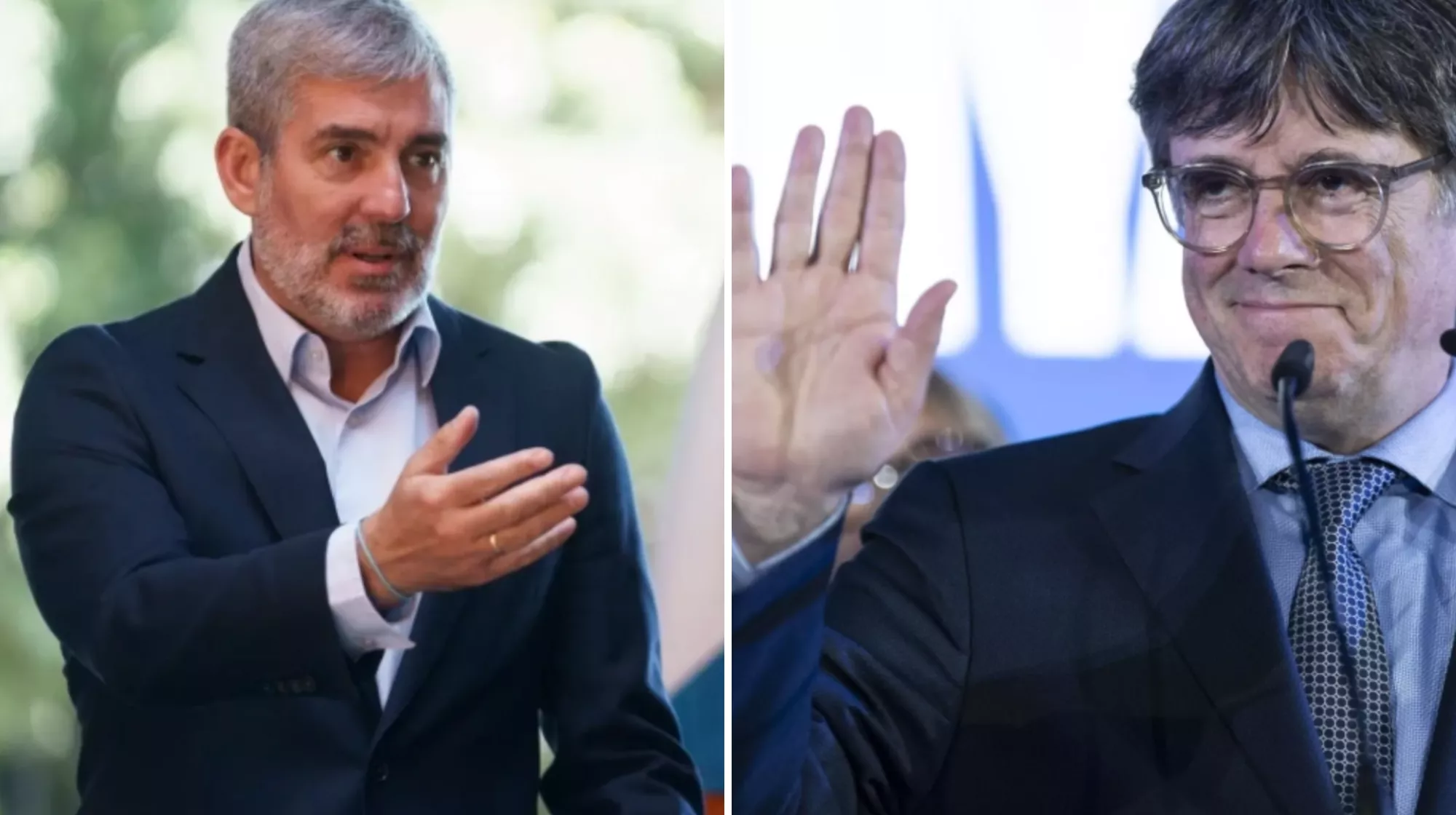 El presidente de Canarias, Fernando Clavijo, y el lider de Junts, Carles Puigdemont./ 