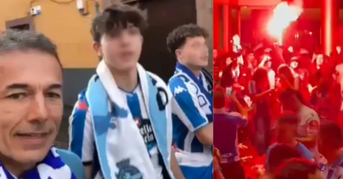 Aficionados del Deportivo de La Coruña este domingo en Tenerife./ REDES