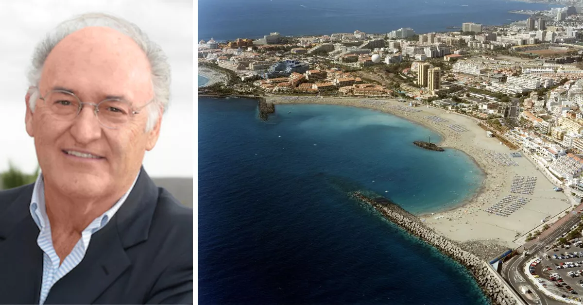 Santiago Puig Serratusell, empresario fundador de Playa de las Américas, y un kiosko de la playa de Las Vistas./ MONTAJE AH