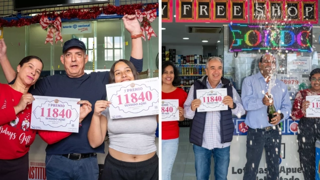 Celebraciones del tercer premio de la Lotería de Navidad en Lanzarote / EFE