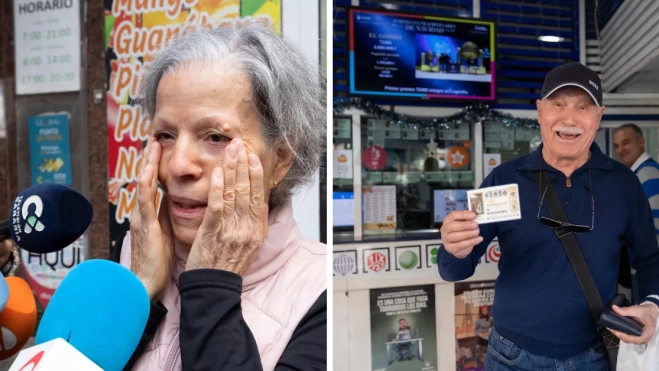 Vecinos de Mesa y López que se han llevado la alegría del premio / EFE
