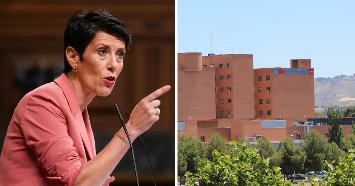 A la izquierda, Elma Saiz; a la derecha, el Hospital Universitario Príncipe de Asturias / MONTAJE AH