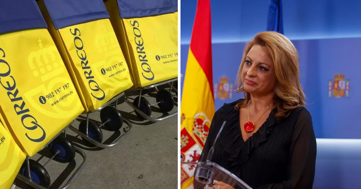 A la izquierda, carros de Correos; a la derecha, Cristina Valido / MONTAJE AH