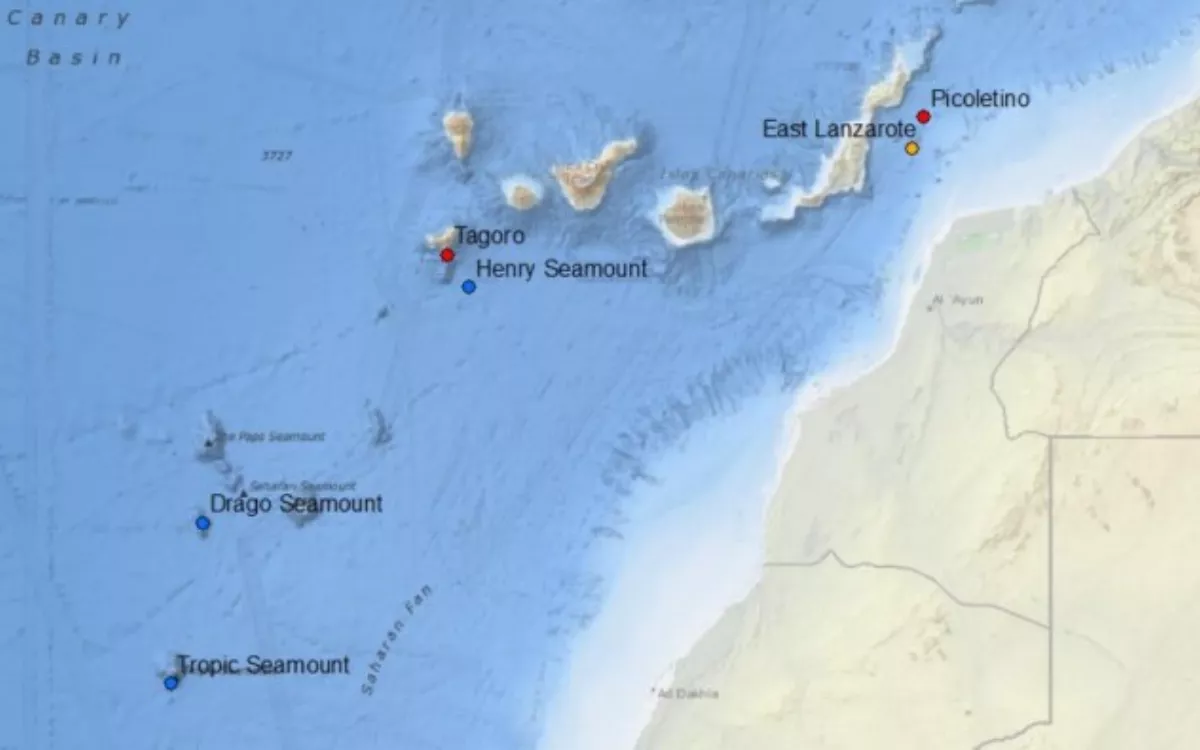 Localización geográfica del Monte Tropic al suroeste de Canarias. / AH