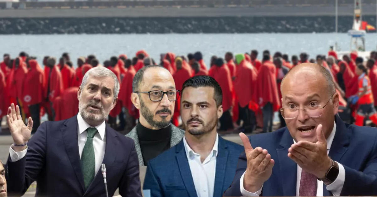 De izquierda a derecha, Fernando Clavijo (CC), Alfonso Rodríguez Gomez de Celis (PSOE), David Toledo (CC) y Miguel Tellado (PP)./ MONTAJE AH