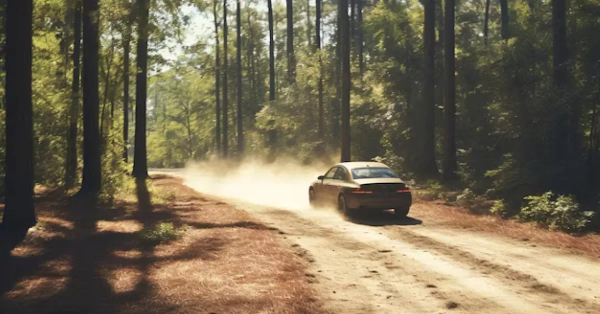 Un coche atravesando un camino de tierra / AH
