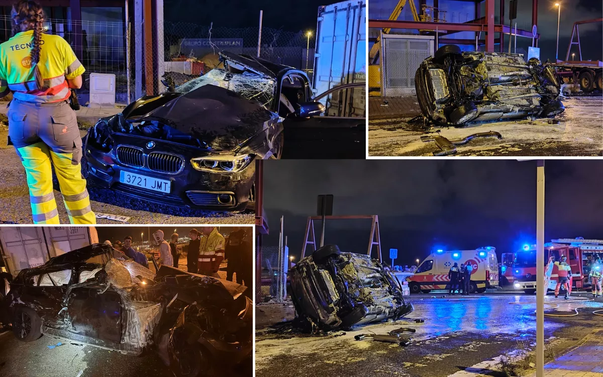 Accidente en Díaz Casanova: coches destrozados, un herido grave y un rescate en llamas de madrugada. En las imágenes, estado en el que quedaron los vehículos. / AH