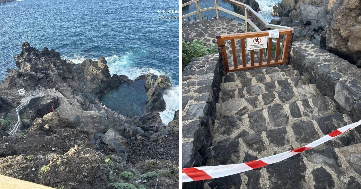 Charco de La Laja (San Juan de la Rambla, Tenerife) cerrado por la Policía Canaria./ CGPC