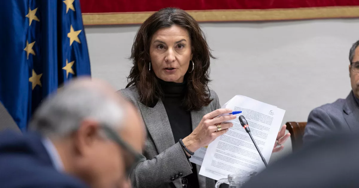 La directora de la Agencia Tributaria Canaria, Raquel Peligero Molina, durante su comparecencia en la comisión de investigación.  MIGUEL BARRETO EFE