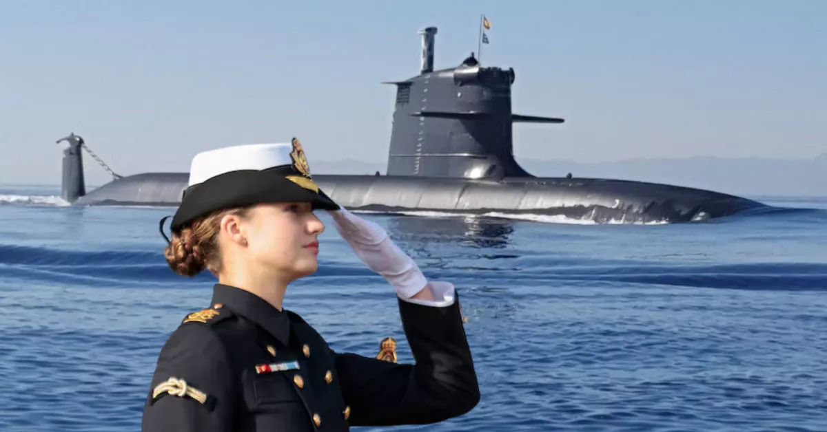 El submarino Isaac Peral y la princesa Leonor de Borbón./ MONTAJE AH