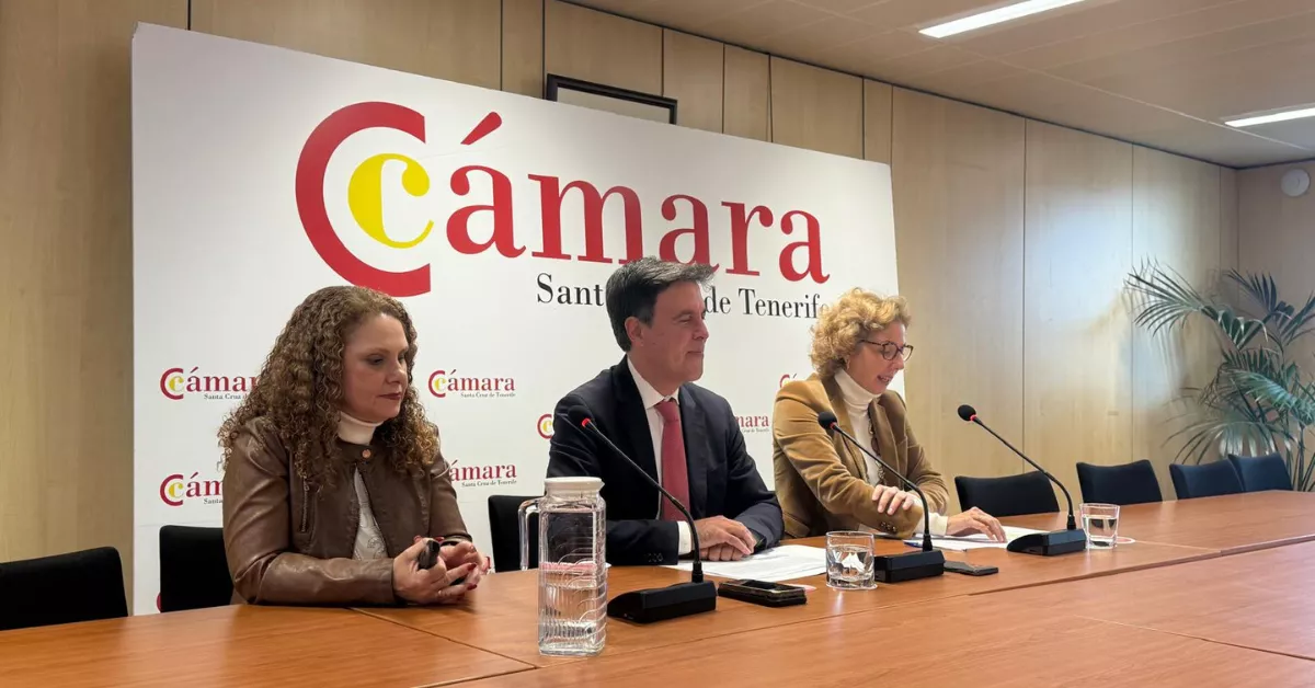 Alicia Correa, Alexis Oliva y Lola Pérez en la Cámara de Comercio de Santa Cruz de Tenerife presentando la herramienta. / ATLÁNTICO HOY - ALBA MARICHAL