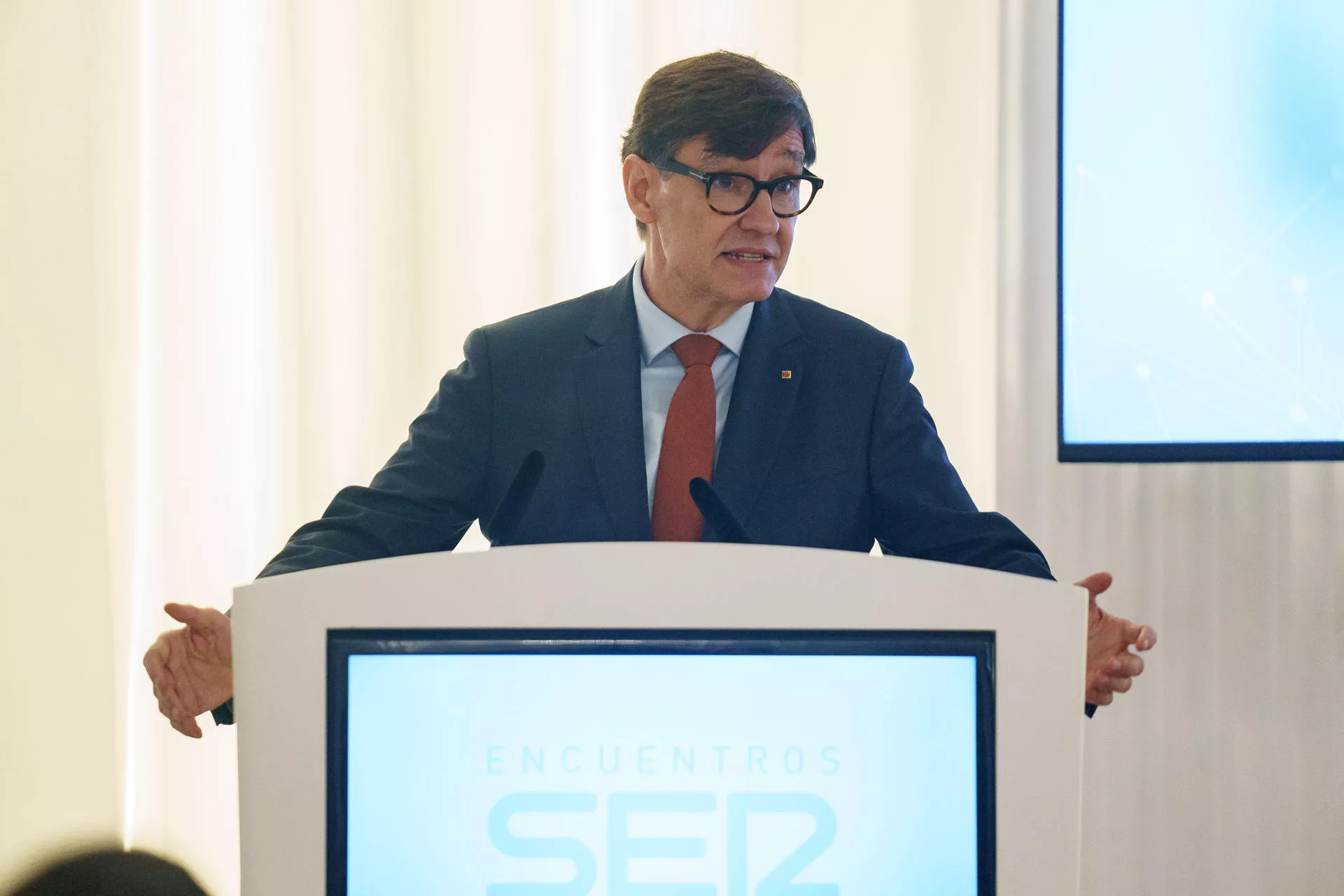 El 'president' de la 'Generalitat de Catalunya', Salvador Illa, durante un encuentro organizado por la Cadena SER en Santa Cruz de Tenerife./ EFE