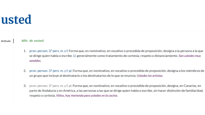 El usted. RAE