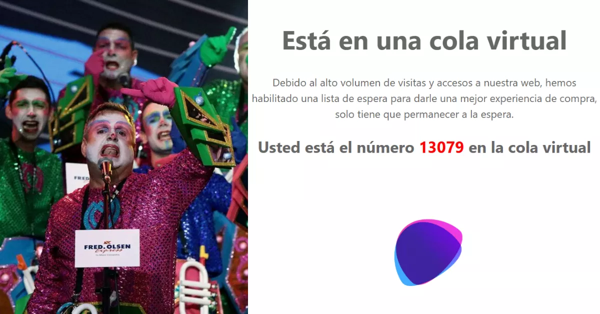 Imagen del concurso de murgas junto a la cola para conseguir las entradas. / MONTAJE AH