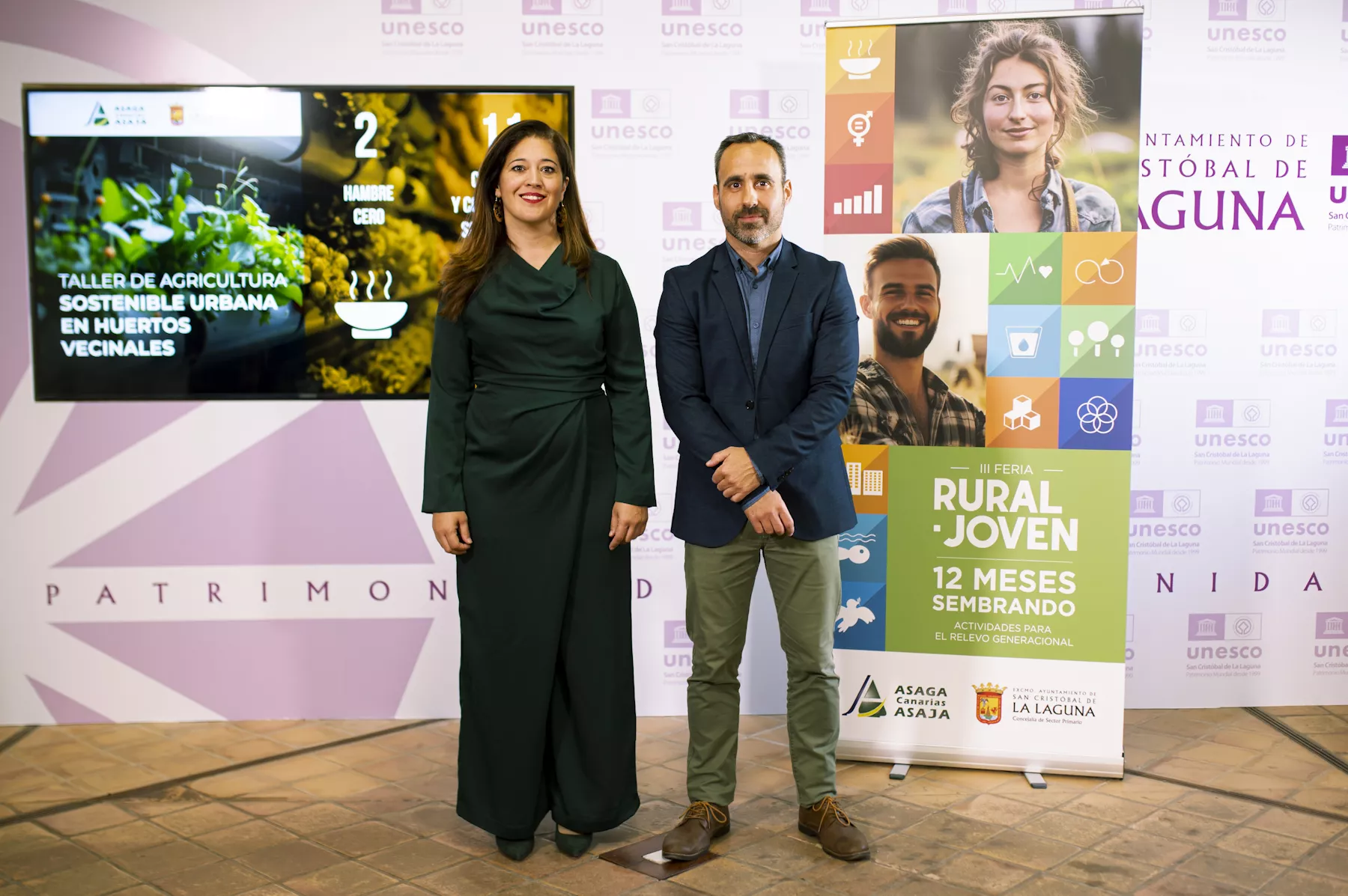 Cristina Ledesma y Theo Hernando en la presentación de la III Feria Rural Joven. /Ayuntamiento de La Laguna