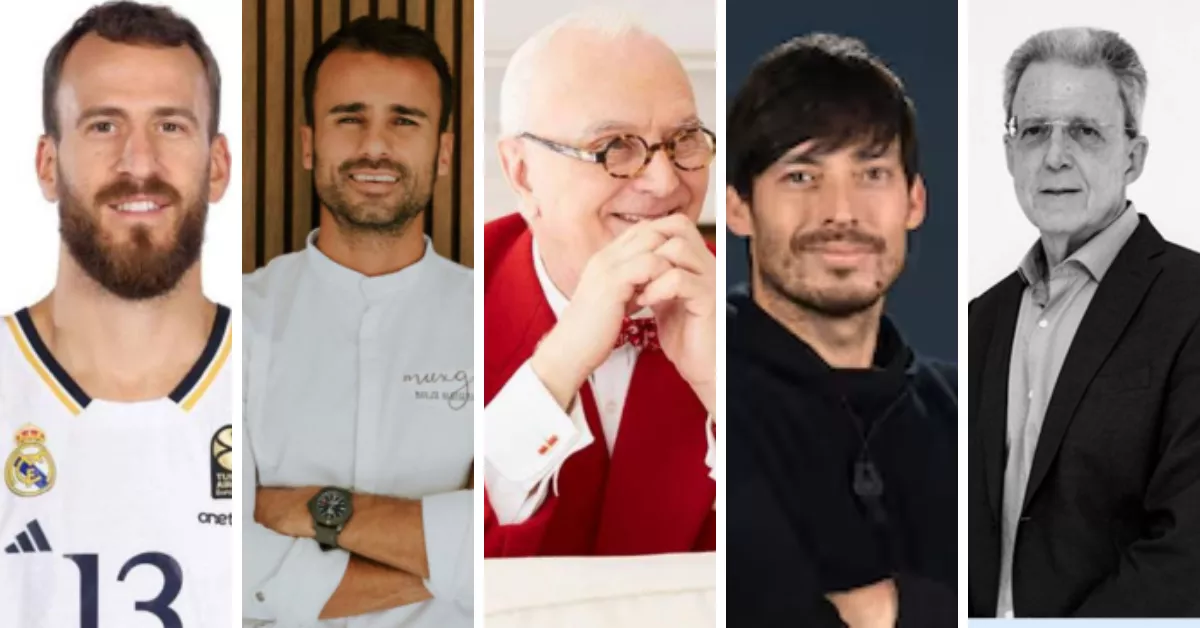 De izquierda a derecha Sergio Ramírez, Borja Marrero, Manolo Blahnik, David Silva y Juan Ramírez / MONTAJE AH