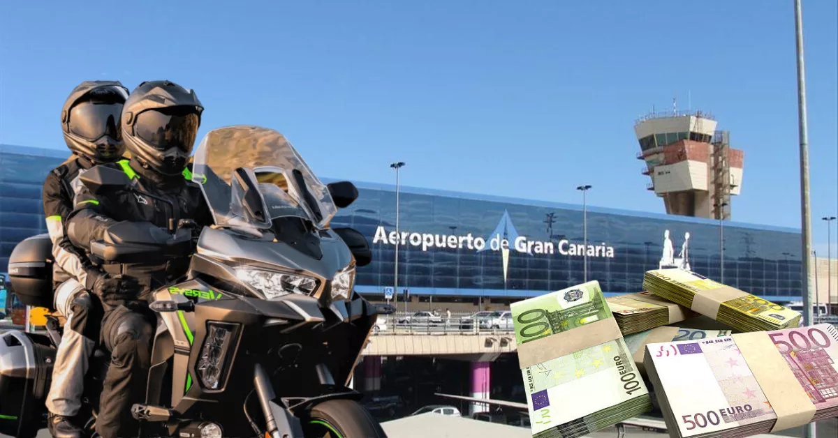 Diseño sin Recreación de dos motoristas llegando al aeropuerto de Gran Canaria para robar en las instalaciones de UTE-EAS./ MONTAJE AH2025 02 17T103423.761