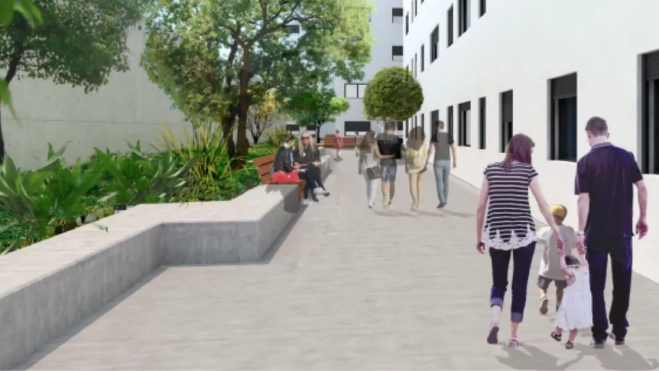 Boceto de cómo quedará el edificio cuando esté terminado / GEURSA