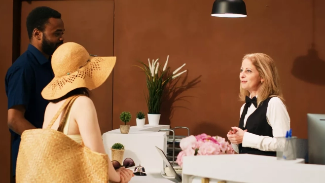 Imagen de la recepción de un hotelAH