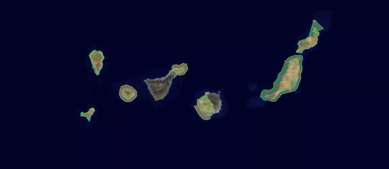 Mapa de las zonas declaradas Reserva de la Biosfera en Canarias. /GRAFCAN