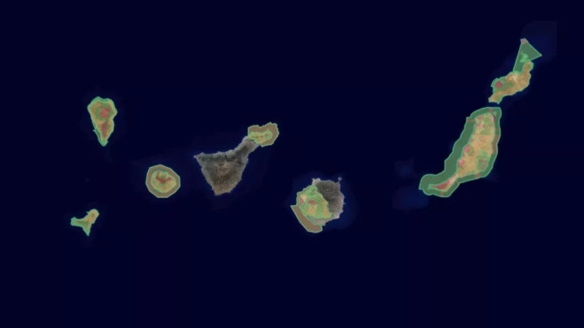 Mapa de las zonas declaradas Reserva de la Biosfera en Canarias. /GRAFCAN