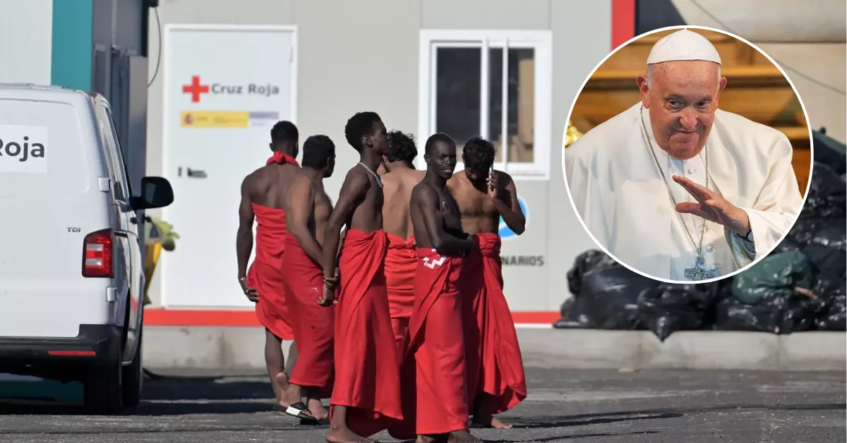 Imagen de migrantes en El Hierro y el Papa Francisco / MONTAJE AH - EFE