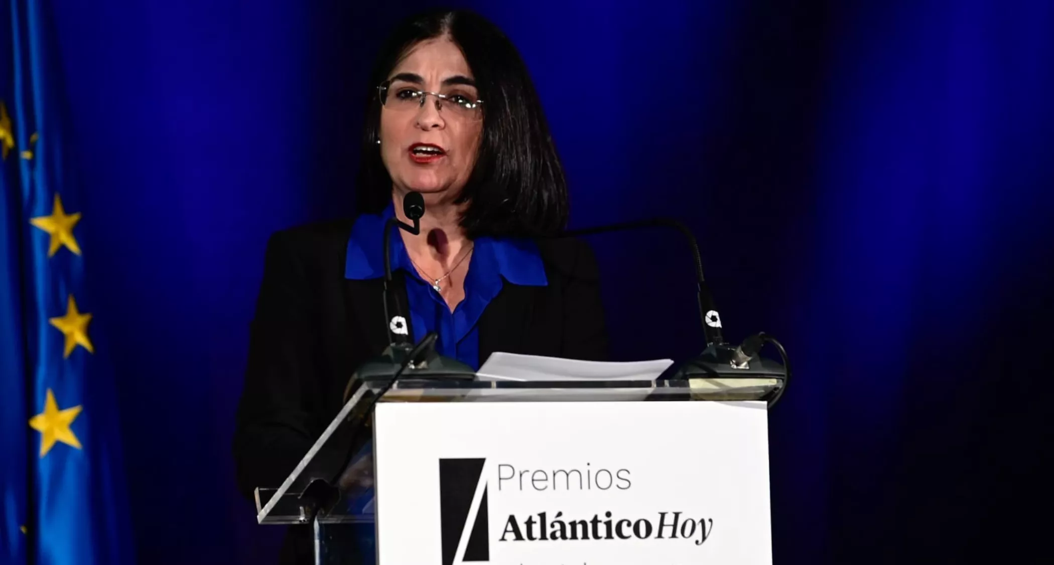 Carolina Darias, alcaldesa de Las Palmas de Gran Canaria, durante la gala de entrega de los II Premios Atlántico Hoy al Liderazgo. / TONY HERNÁNDEZ