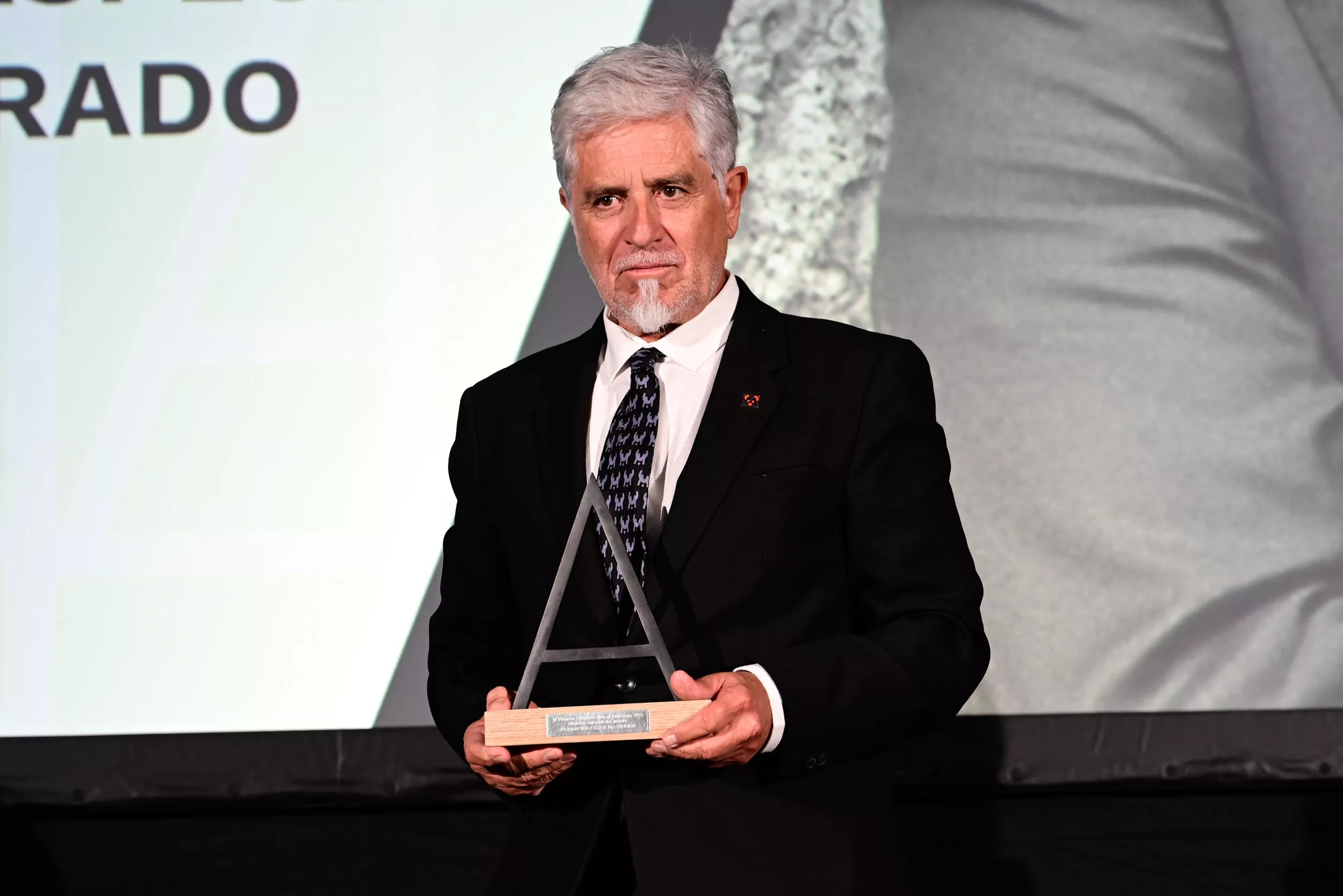 Alfredo Díaz, responsable del departamento pedagógico de la Fundación César Manrique recibe el galardón en la Mención Especial en la II Edición Premios Atlántico Hoy al Liderazgo / TONY HERNÁNDEZ