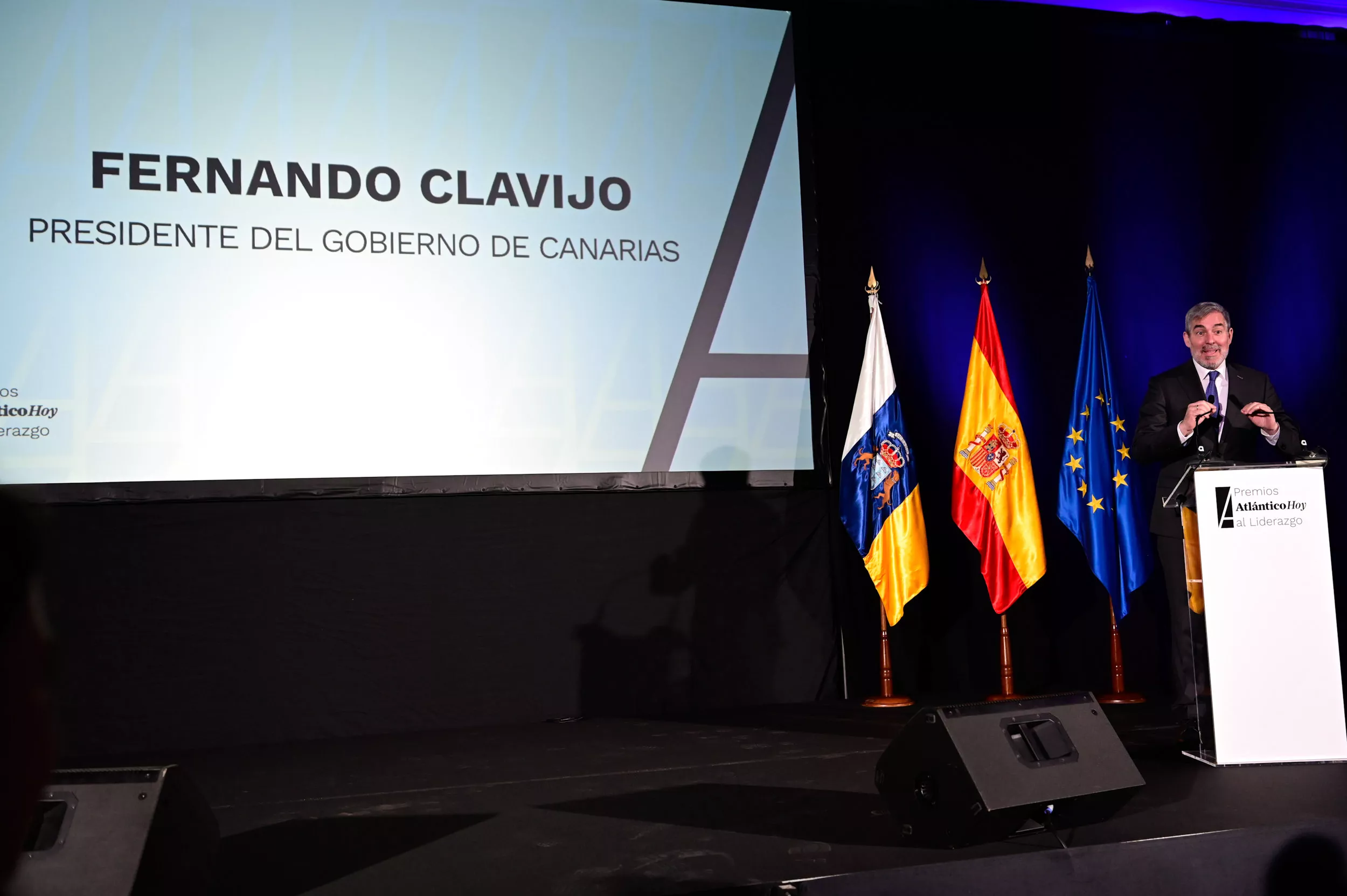 Fernando Clavijo, presidente de Canarias durante su discurso en la II Edición Premios Atlántico Hoy al Liderazgo / TONY HERNÁNDEZ
