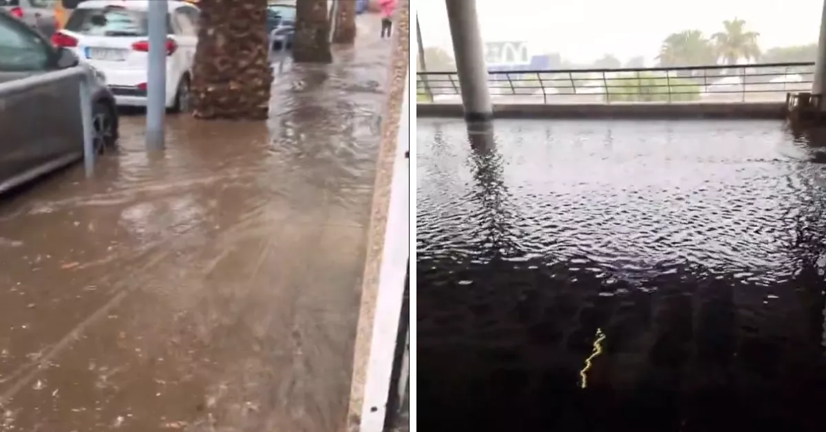 Inundaciones en Los Majuelos y en el centro comercial Alcampo, en La Laguna./ X