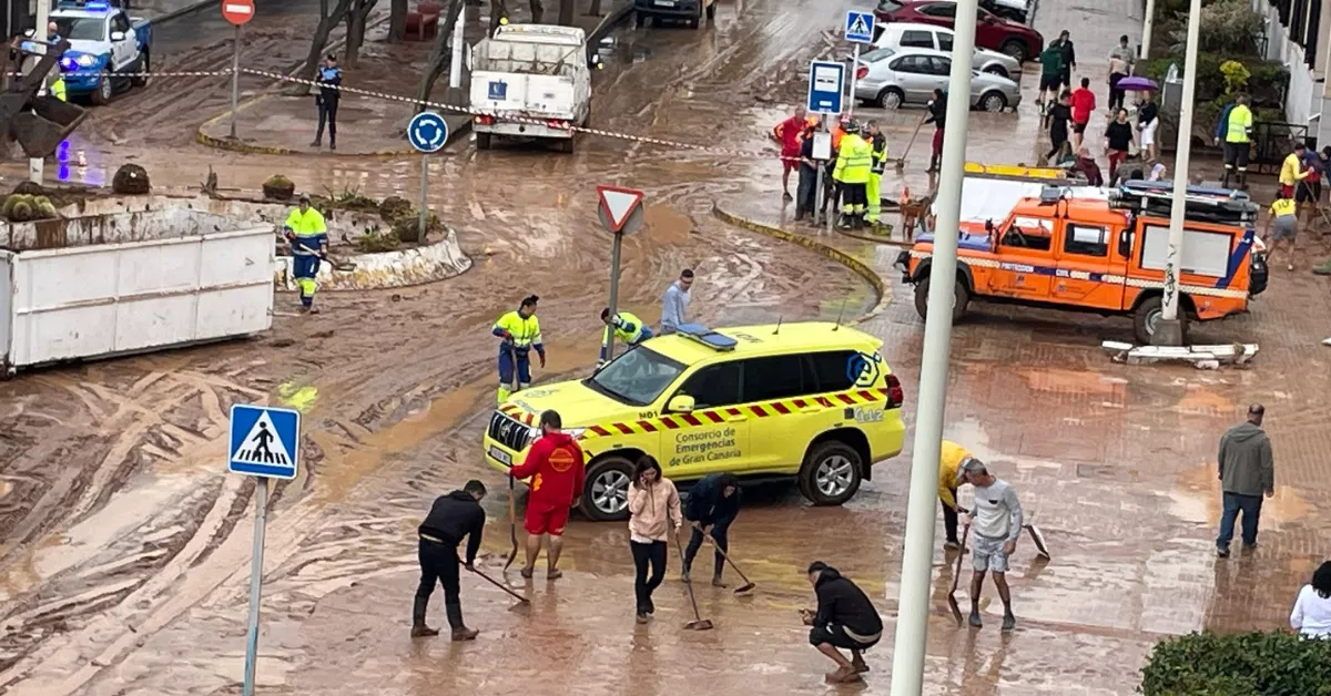 Estado de las calles de Telde tras las riadas de este lunes./ AYTO. TELDE