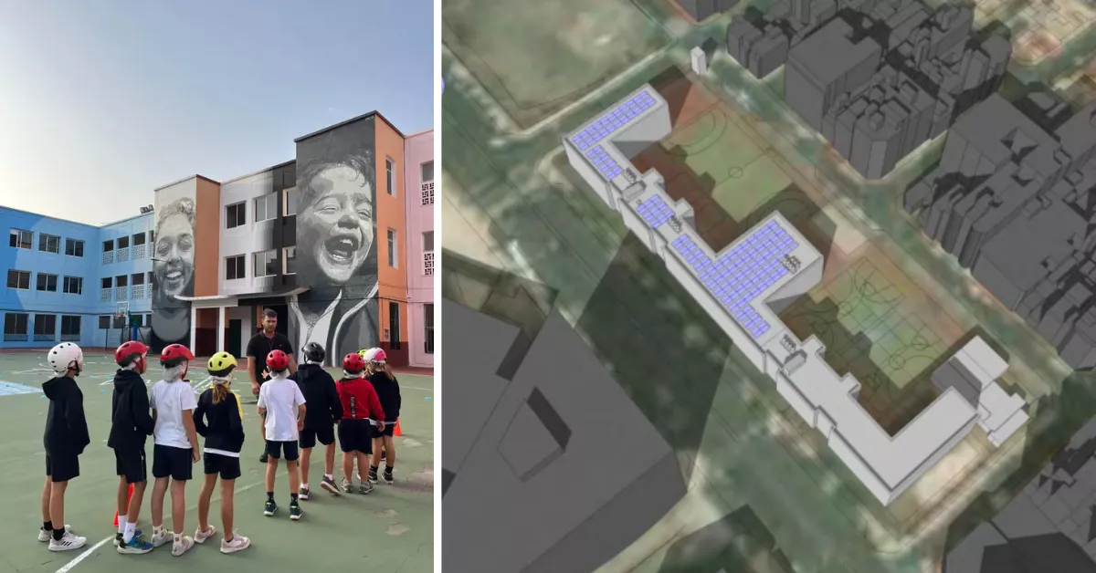 A la izquierda, alumnos del CEIP Fernando Guanarteme; a la derecha, el proyecto / AH